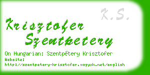 krisztofer szentpetery business card